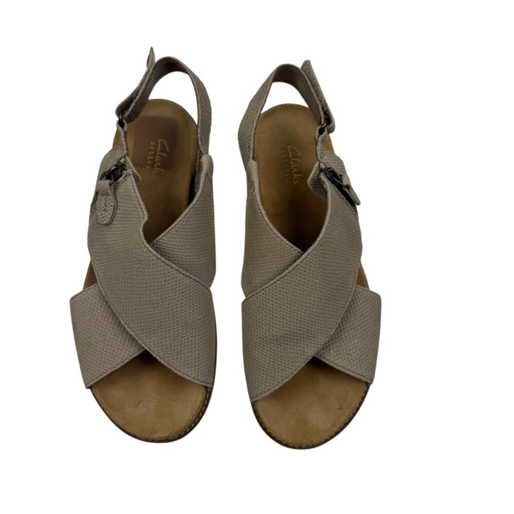 Clarks Artisan Leather Cross Band Comfort Nude Sandals Women's Size 8.5
